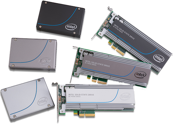 A group of NVMe drives